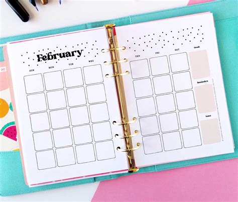 Cute Printable Calendars for Bullet Journal