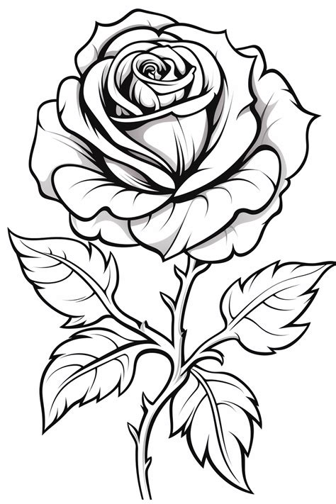 Cute Rose Coloring Page