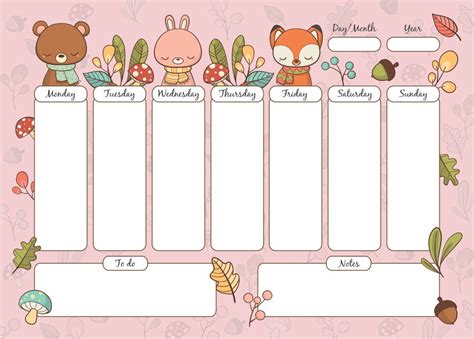 Cute Weekly Calendars