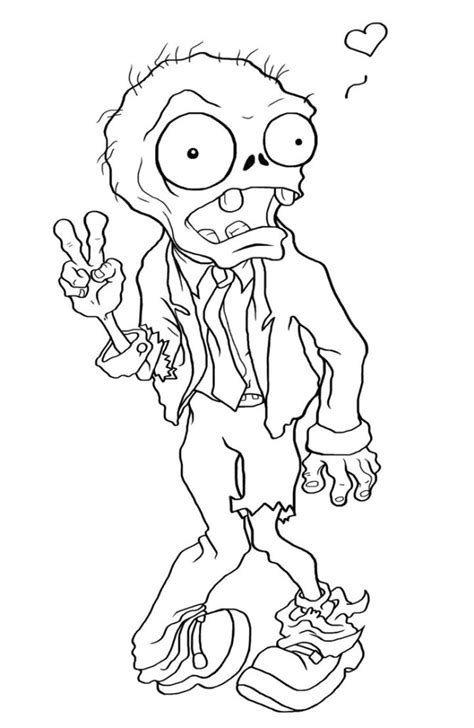 Cute zombie coloring pages for kids