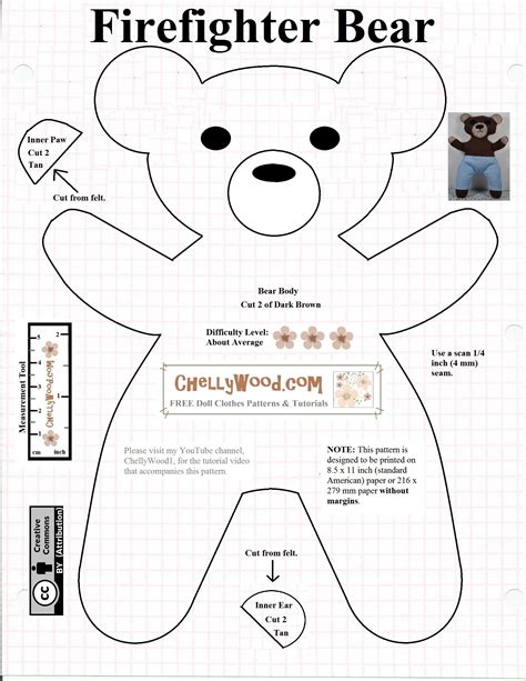 Cutting out teddy bear pattern pieces