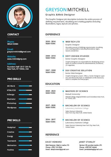 CV Template with Photo Free Download