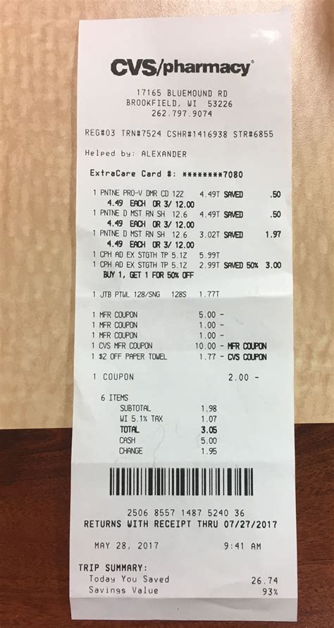 CVS Receipt Template 1