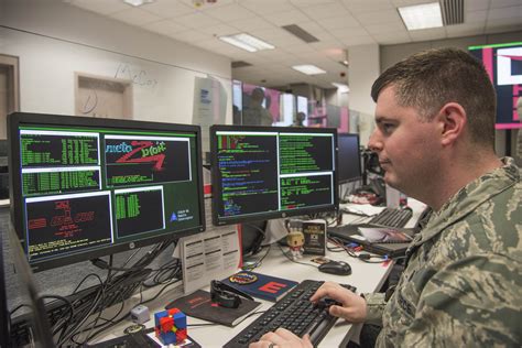 Cyber Ops Air Force Technicians Working Together