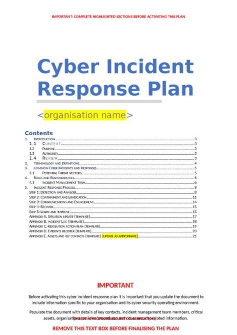 Cyber Security Incident Response Template