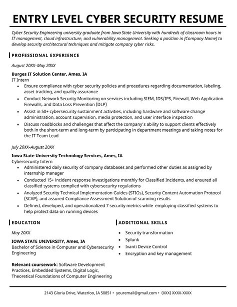 Cyber Security Resume Format