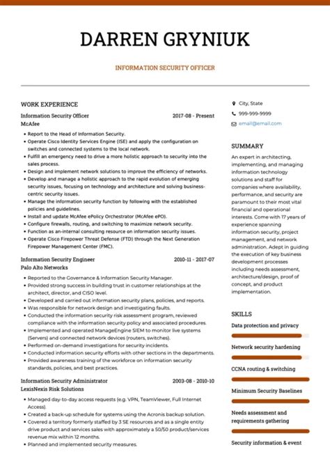 Cyber Security Resume Skills