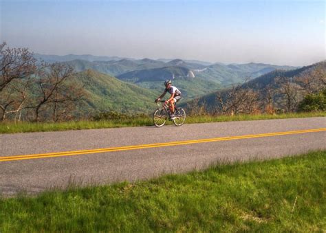 A cycling route through the Blue Ridge Mountains