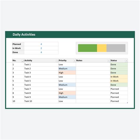 Daily Activity Tracker Template Example