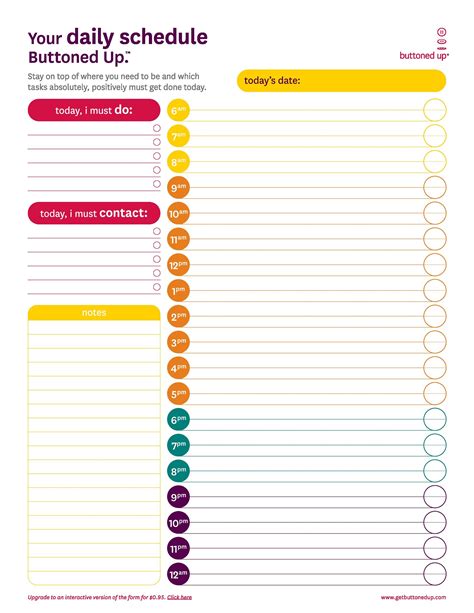 Daily agenda template sample