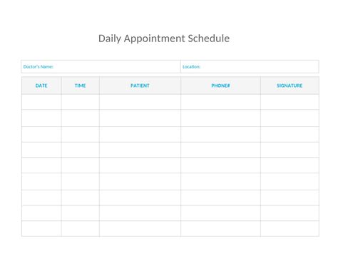 Daily Appointment Schedule Template