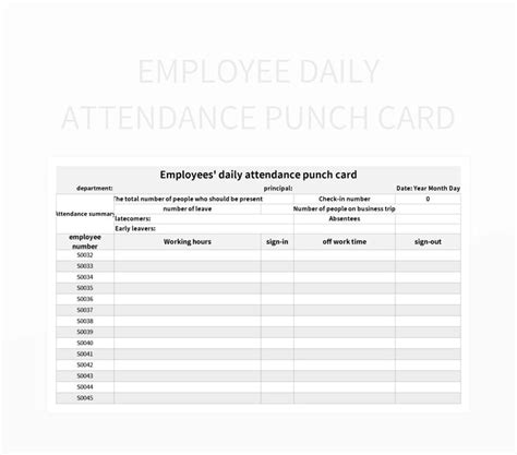 Daily Attendance Punch Card Template in Word