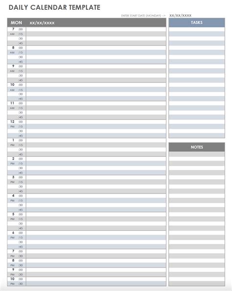 Daily Calendar Template