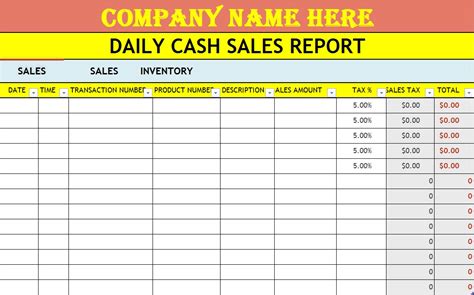 Daily Cash Transaction Template