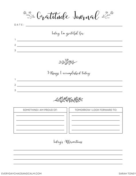 Daily Gratitude Log Printable