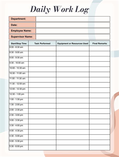 Daily log template for Goodnotes