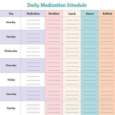 Daily Medication Chart Template