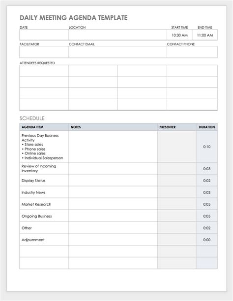 Daily Meeting Template