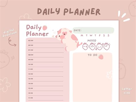 Daily planner with cute illustrations