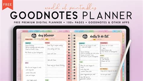 Daily planner template for Goodnotes