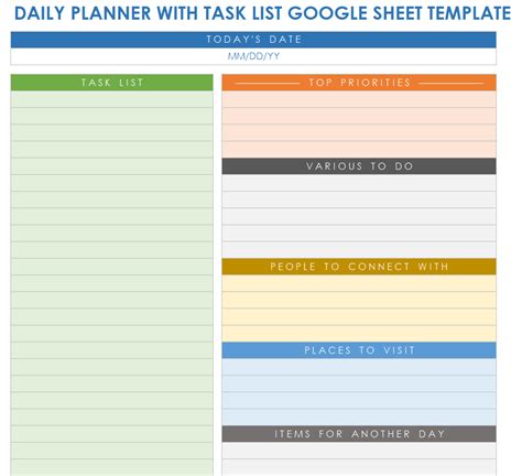 Daily Planner Google Sheets Template