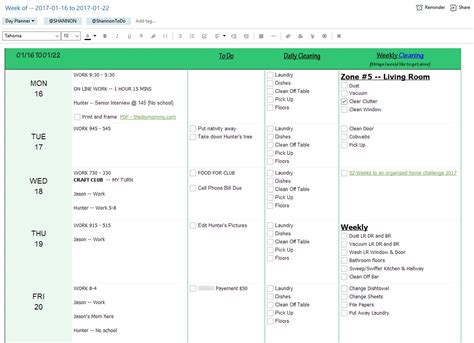 Daily Planner Template Evernote 9