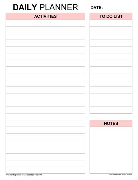 Daily Planner Template Excel 6