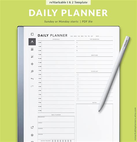 Daily Planner Template Features