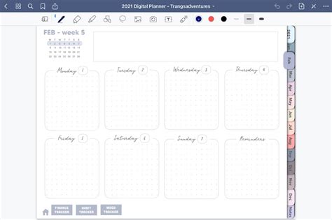 Daily planner template for Goodnotes