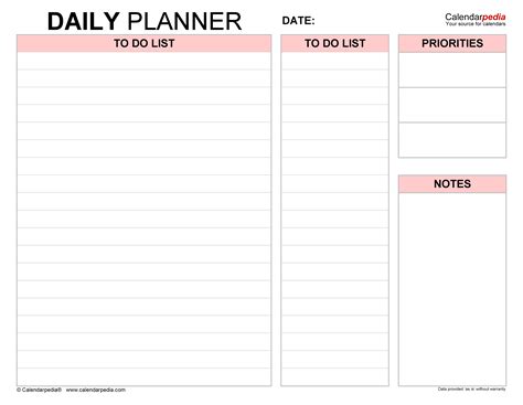 Daily Planner Template Word 5