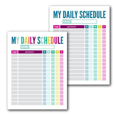 Daily Printable Schedule Template