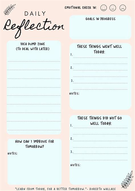 Daily Reflection Journal Template