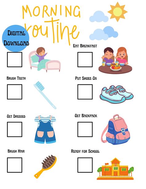 Daily Routine Chart for School