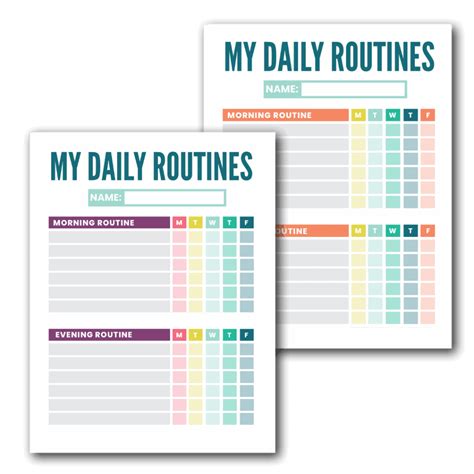 Daily Routine Chart Templates Gallery