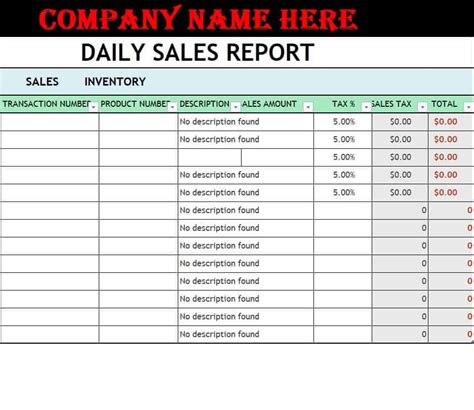 Daily Sales Report with Product Details Template