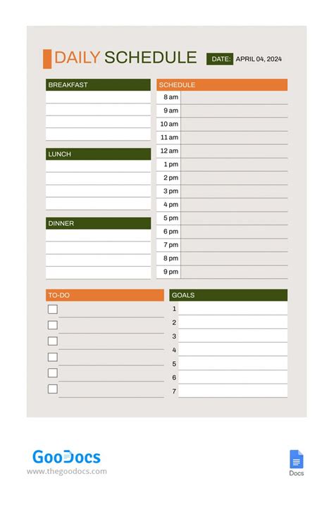 Create a daily schedule with Google Docs