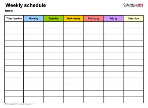 Daily Schedule Template Excel