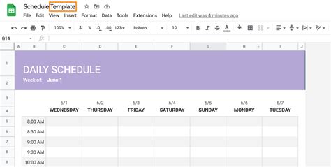 Daily Schedule Template Google Docs