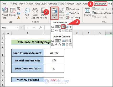 A daily sheet spin button with formulas