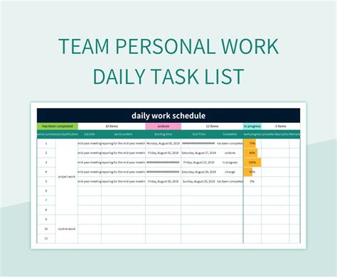 Daily Task List Excel Template