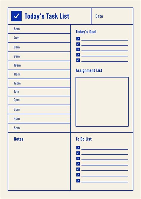 Daily Task List Template for Team Productivity