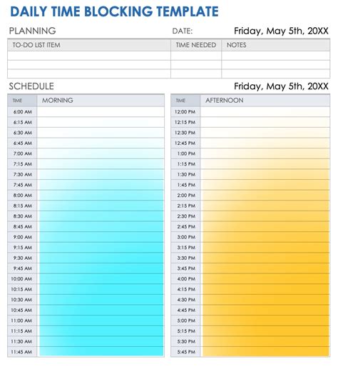 Daily Time Blocking Template