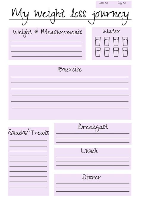 Daily weight loss journal