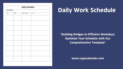 Daily Work Schedule Template