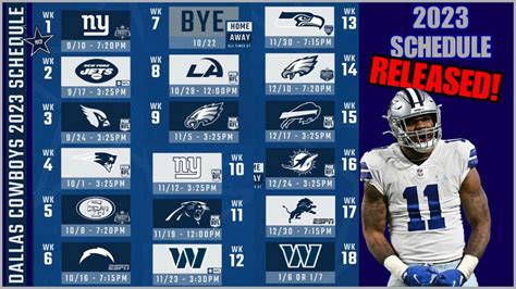 Dallas Cowboys Printable Schedule 2023