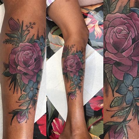 Dark Skin Tattoos with Blue Ink