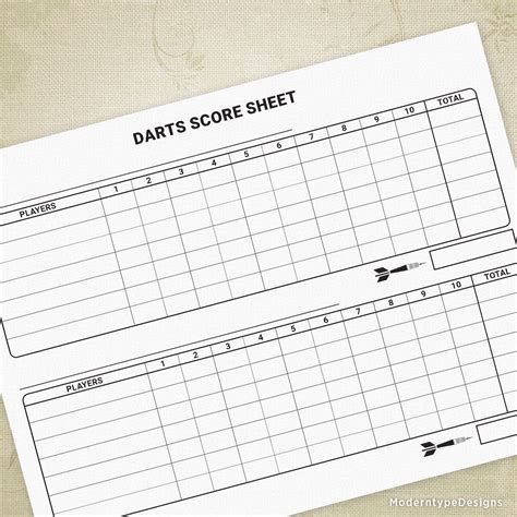 Darts Score Sheet Template Concepts