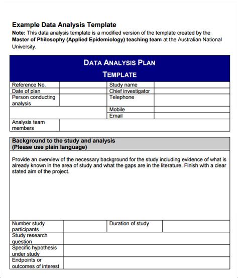 Data analysis template