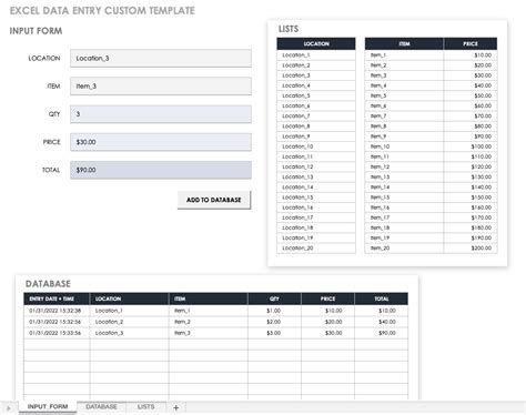 Data Entry Form Template Layout