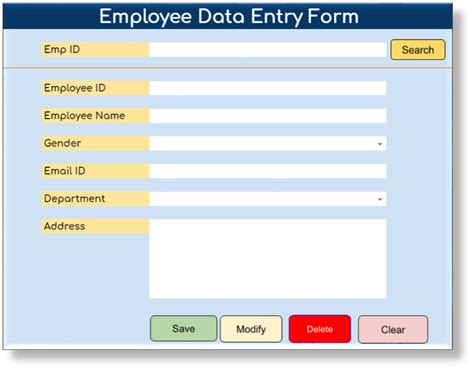 Data Entry Form Template Structure